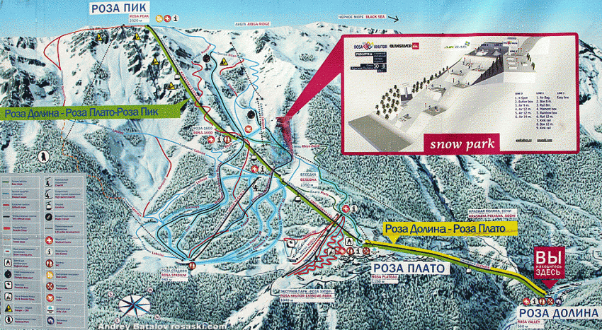 Карта роза хутор с подъемниками и трассами