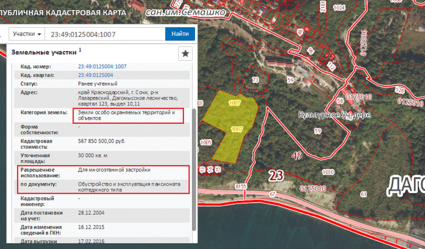 Кадастровая карта краснодарского края официальный сайт сочи