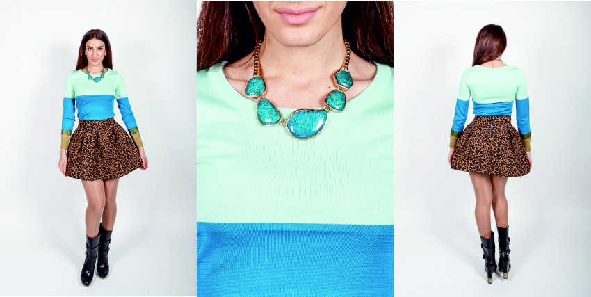 Юбка - 1299 руб. Комплект (Свитер + колье) - 1999 руб. Сапоги - 8299 руб.