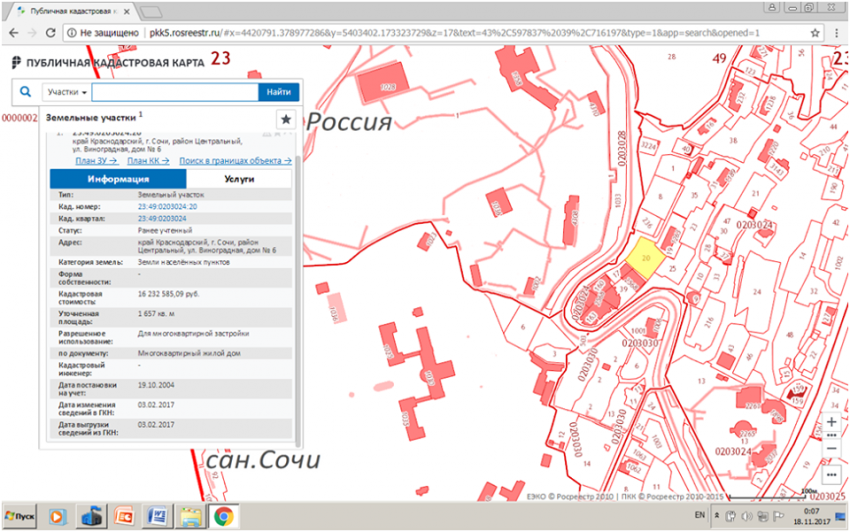 Кадастровая карта города сочи официальный сайт