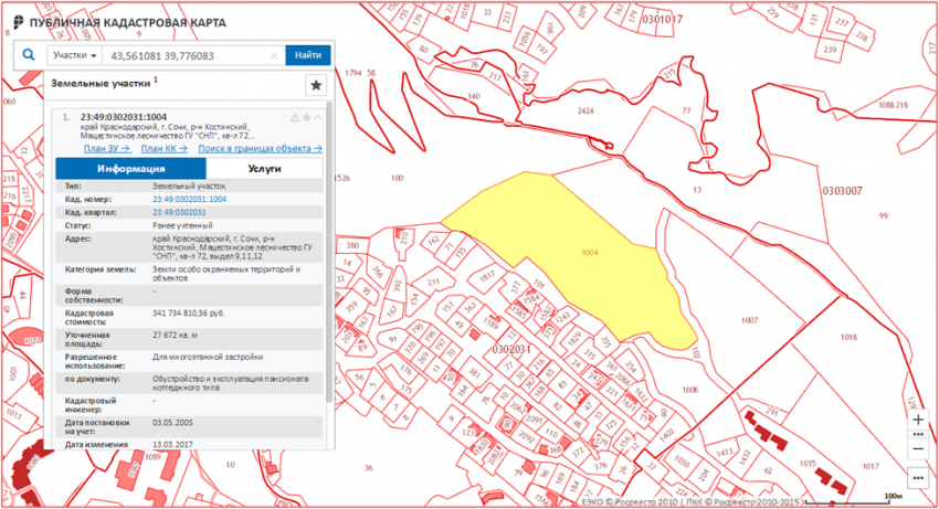 Кадастровая карта сочи официальный