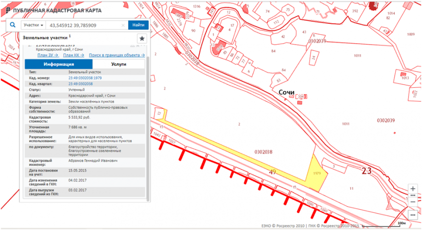 Кадастровая карта сочи официальный