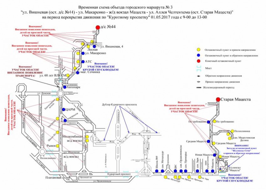 Схема городских маршрутов сочи