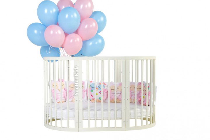 Овальная Детская кроватка - трансформер 8 цветов